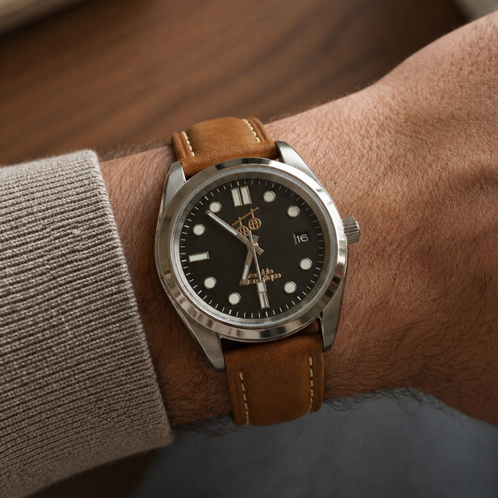 Poignet d'homme portant la montre EG23-1